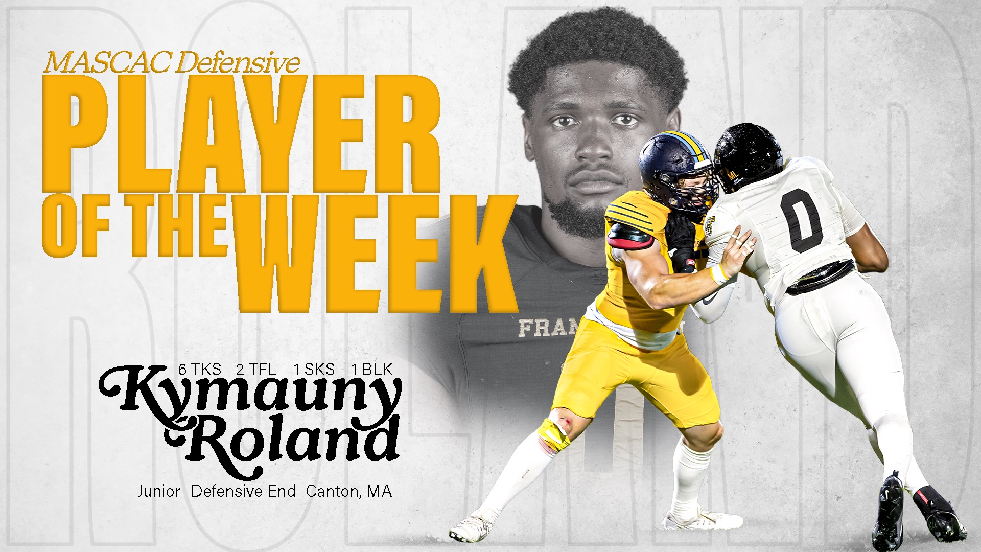 Roland Named MASCAC Football Defensive Player of the Week