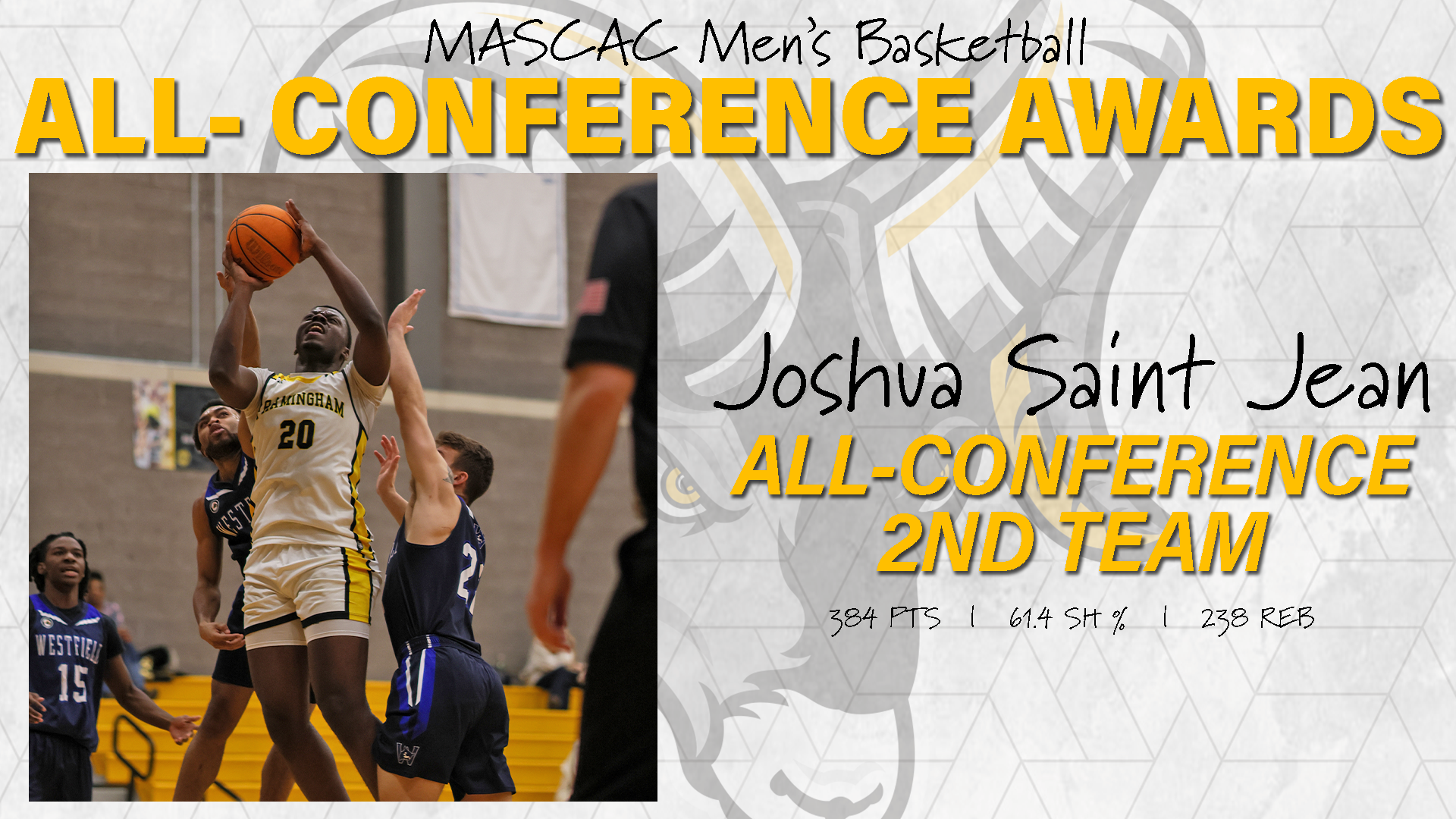 Saint Jean Earns All-MASCAC Men's Basketball Honors