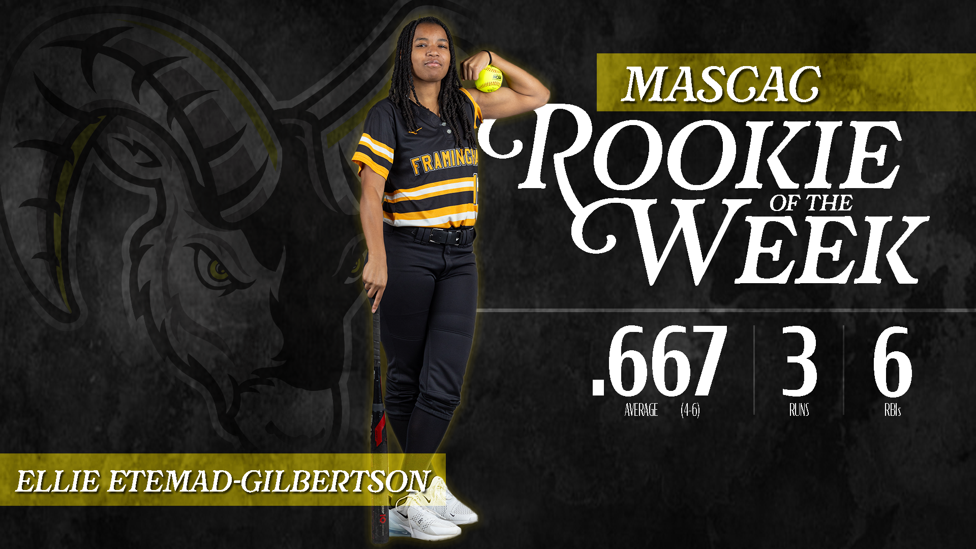 Etemad-Gilbertson Repeats as MASCAC Softball Rookie of the Week