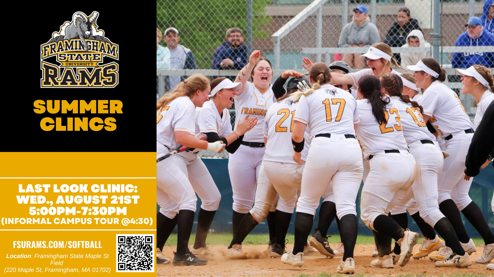 Framingham State Softball Hosting Two Summer Clinics - July 16th & August 21st