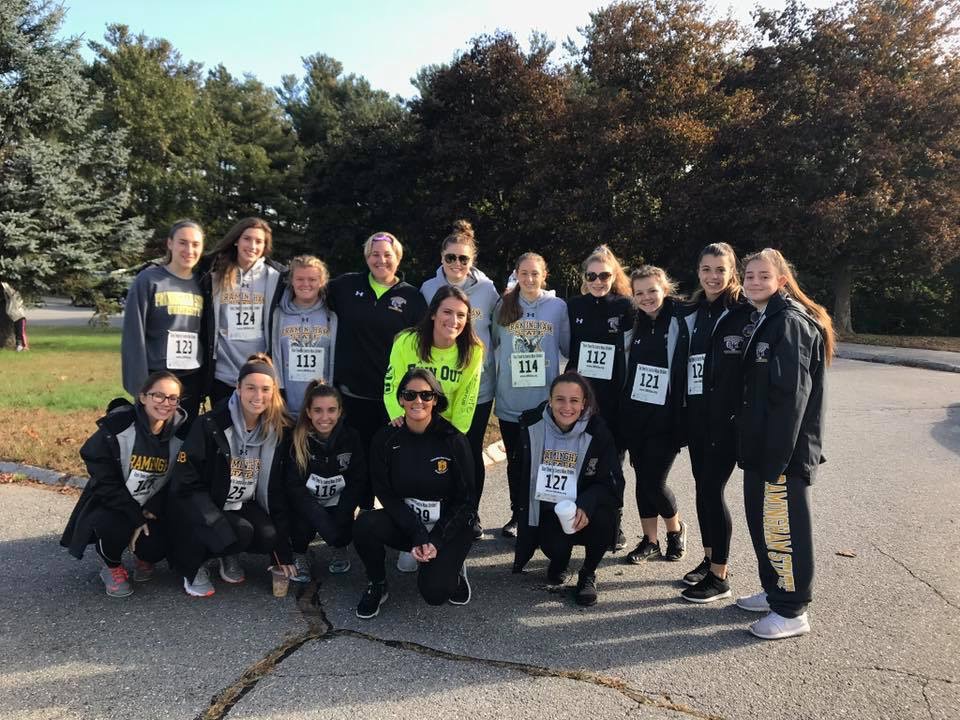 Pallotta and members of the current women's soccer team who participated in the 5K on Oct. 14th