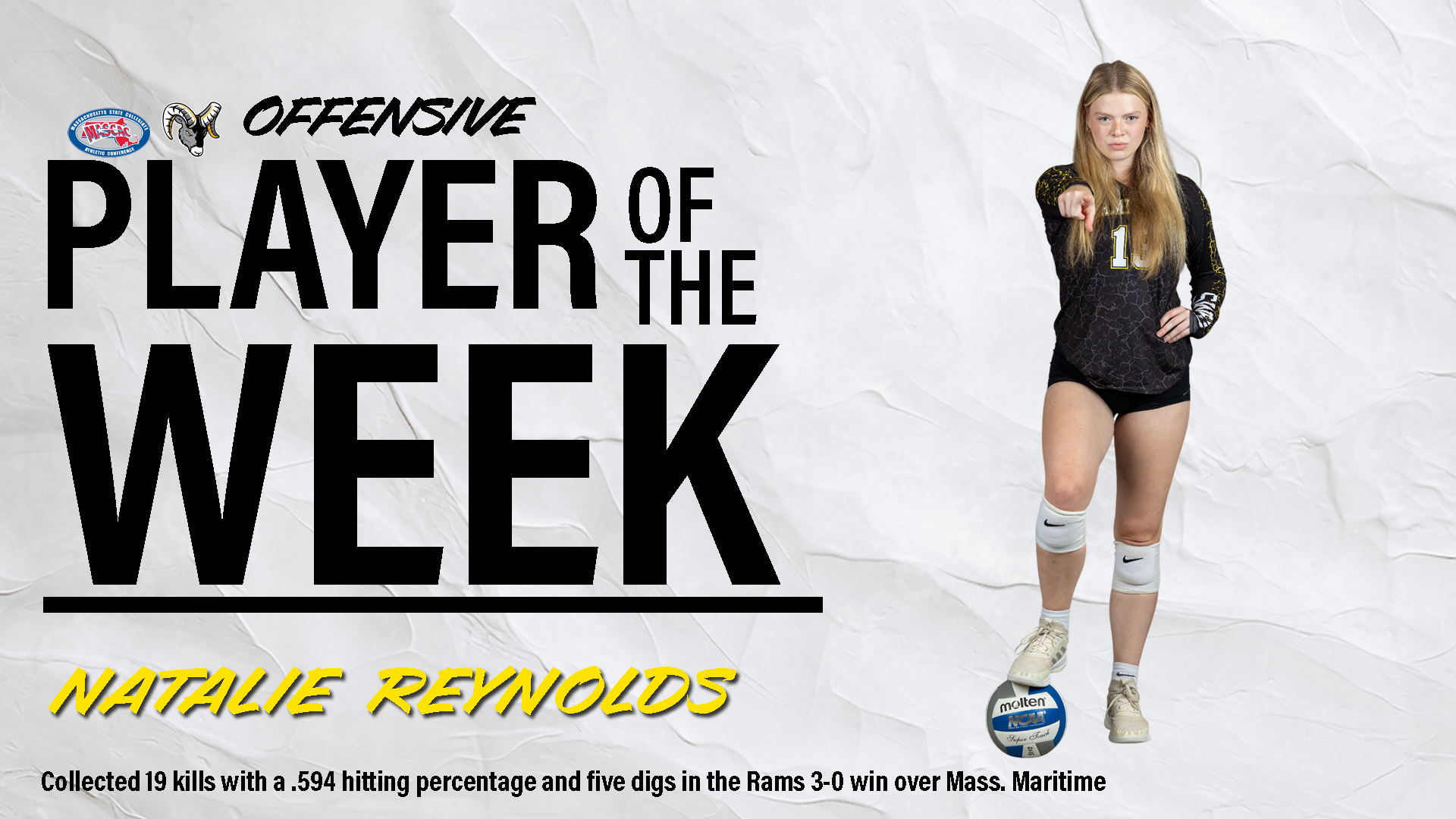 Reynolds Earns Fifth MASCAC Volleyball Offensive Player of the Week Honor